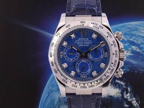 Rolex Daytona Cosmograph Daytona 116519 Neu/NOS Aufkleber Weißgold Sodalith Diamanten Zifferblatt - Ita