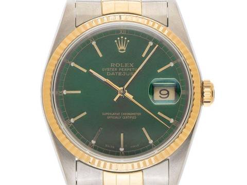 Rolex Datejust 36 Ref.16233 1996 LC 100 Full Set sehr gut Vintage Datejust Green Dial