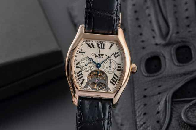 Cartier Tortue Tourbillon Monodrücker Chronograph XL 18k W1548151