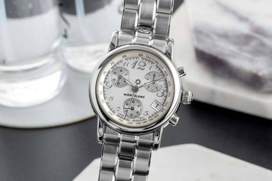  Montblanc Star Meisterstück Chronograph Edelstahl Quarz Damenuhr Ref. 7039 