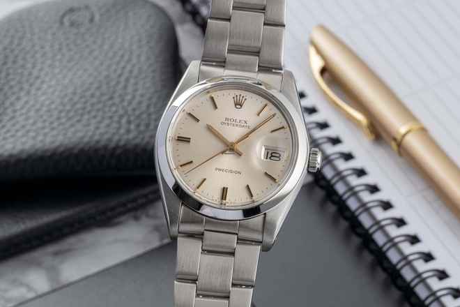  Rolex Oysterdate Precision Silver Dial Stahl Handaufzug Herrenuhr Ref. 6694 Vintage 