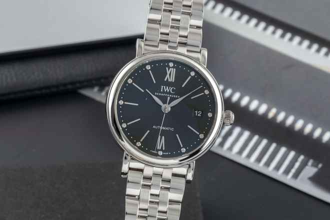  IWC Portofino Automatic Green Diamonds Dial Edelstahl Automatik Herrenuhr Ref. IW458602 