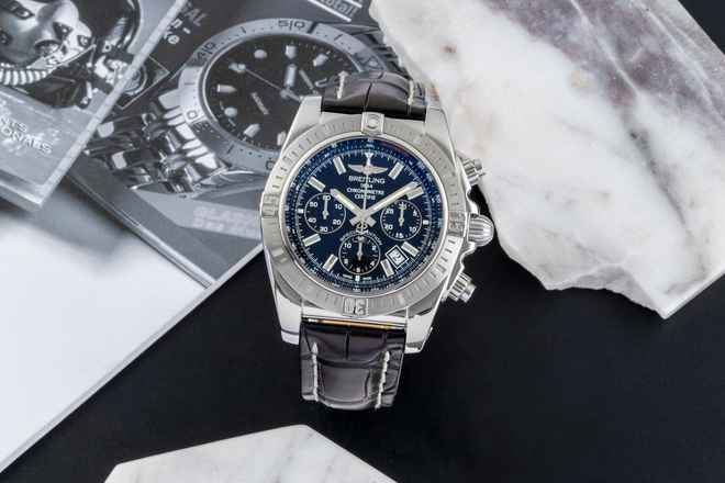  Breitling Chronomat 44 Chronograph Stahl Automatik Ref. AB011511/BF70 B&P 2017 