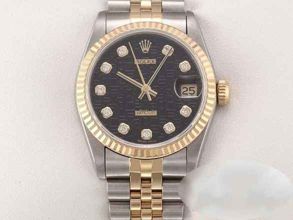 Rolex Datejust 31 Orta Çelik Sarı Altın 750 1999 Elmas Otomatik Altın Çelik Paslanmaz Çelik 18kt Sarı Altın Jubilé kayış Kronometre Oyster Siyah Kadran