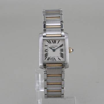 Cartier Tank Française Stahl/18k Gold 20 x 24 mm Quarz mit Papieren