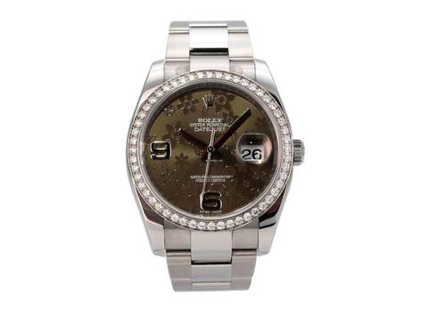 Rolex Datejust 36 Edelstahl / Weißgold Diamant Lünette Ref. 116244