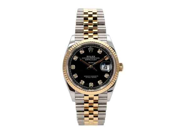 Rolex Datejust 36 Oystersteel / Sarı Altın Ref. 126233 Siyah Elmas Jubile Kayış