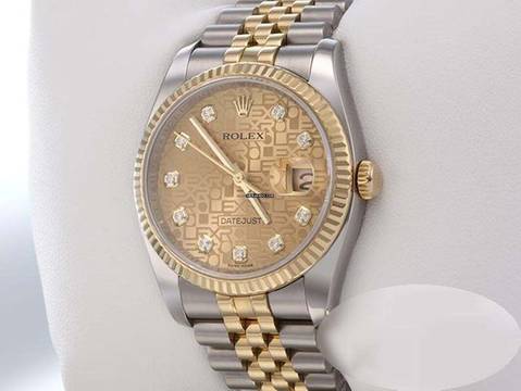 Rolex Datejust 36 36mm 116233 2011 Diamanten Stahl Gelbgold 750 Automatik Gold