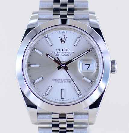  Rolex Datejust 41 Silber Dial B+P 126300 Jubiléband Top Klassiker 