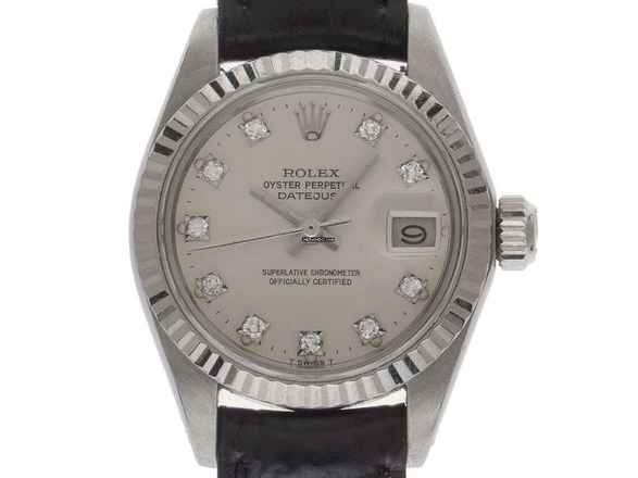  Rolex Lady-Datejust Diamanten Ref.6917 1982 Box&Beschreibung sehr gut Vintage Datejust Lady 18kt Weißgold Diamanten open 6/9 