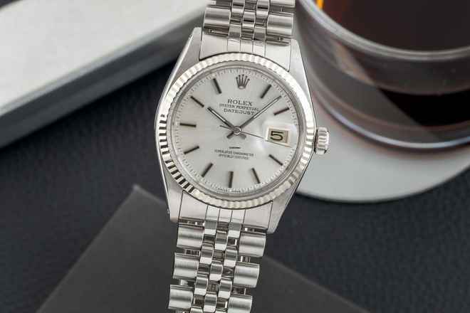  Rolex Datejust 36 Silver Dial Stahl / Weissgold Automatik Herrenuhr Ref. 1601 