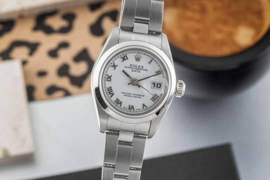 Rolex Oyster Perpetual Lady Date Datejust 26 White Roman Dial Stahl Automatik Damenuhr Ref. 79160