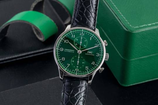 IWC Portugieser Chronograph Green Dial Stahl Automatik Herrenuhr IW371615