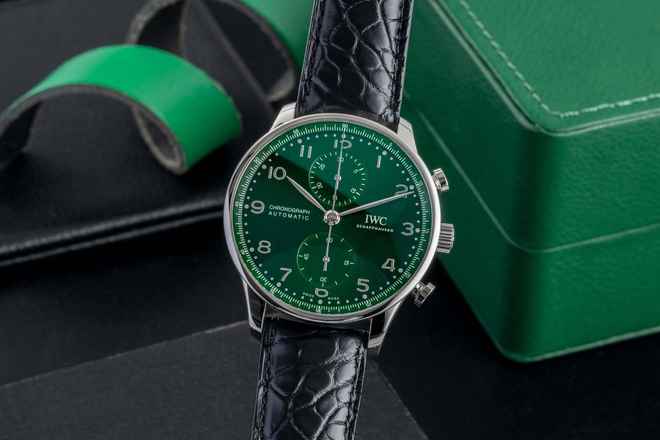  IWC Portugieser Chronograph Green Dial Stahl Automatik Herrenuhr IW371615 