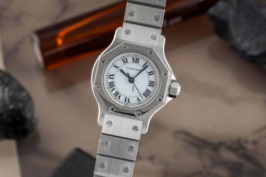 Cartier Santos Octagon Automatik Edelstahl Damenuhr Ref. 0906 Klassiker