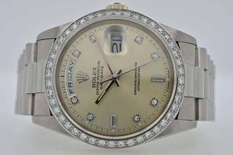 Thumbnail von Rolex Day-Date 36 Oyster Perpetual Day Date 36 18k White Gold Weißgold Diamond Dial Bezel 18349