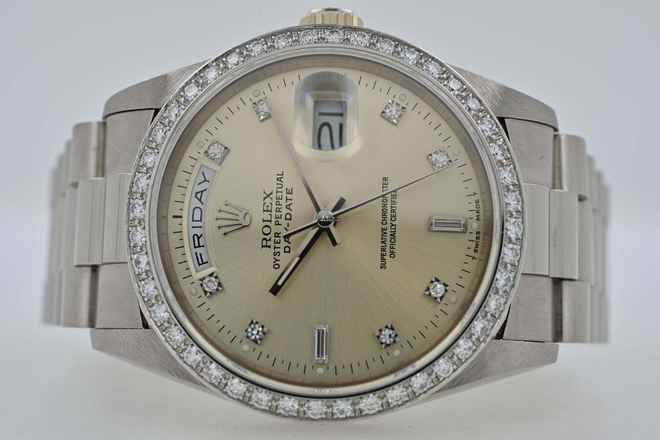  Rolex Day-Date 36 Oyster Perpetual Day Date 36 18k White Gold Weißgold Diamond Dial Bezel 18349 