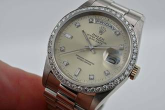 Thumbnail von Rolex Day-Date 36 Oyster Perpetual Day Date 36 18k White Gold Weißgold Diamond Dial Bezel 18349