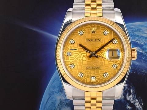 Rolex Datejust 36 116233 36mm Gold Jubilee Dial With Big Diamonds - Full Set 2011