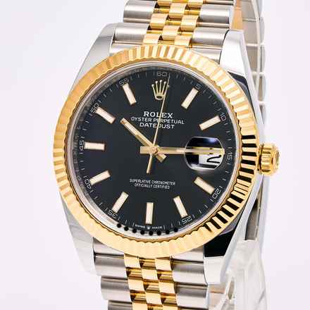  Rolex Datejust 41 Black Steel Gold – 126333 – like NEW – 2020 Full Set 