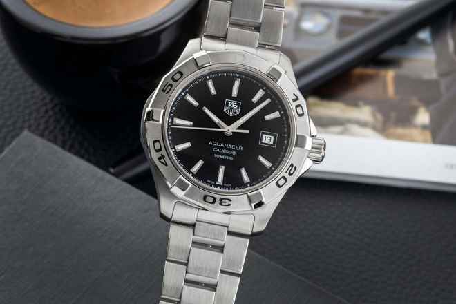  TAG Heuer Aquaracer 300M Automatik Calibre 5 Edelstahl Herrenuhr Ref WAP2010 B&P 2013 