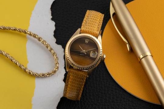 Rolex Lady-Datejust 18k (0,750) Gold Automatik Tiger Eye Damen Ref 6917 Vintage