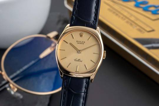 Rolex Cellini White Dial Lady 18k (0,750) Gold Handaufzug Damenuhr Ref. 4129