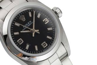 Thumbnail von Rolex Oyster Perpetual Black Dial Edelstahl Automatik Damenuhr Ref. 76080