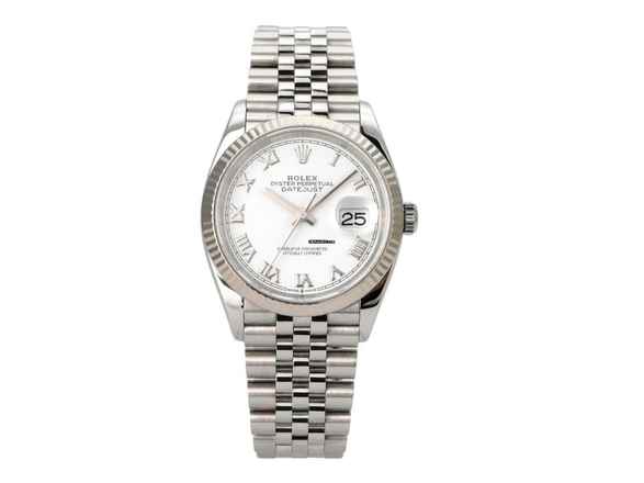 Rolex Datejust 36 Oystersteel / Beyaz altın 126234 Beyaz Roma İmparatorluğu Bileziği