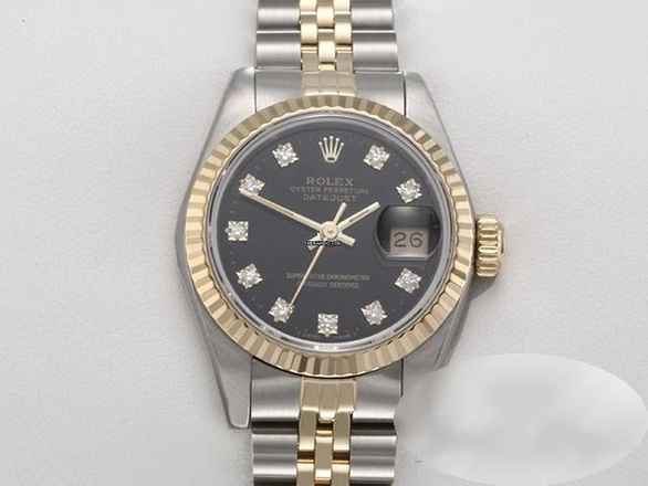  Rolex Lady-Datejust Edelstahl Gelbgold 750 Diamanten Automatik 18kt Yellow Gold Stahl Stainless Steel Jubilé-band Chronometer Oyster Black Dial 