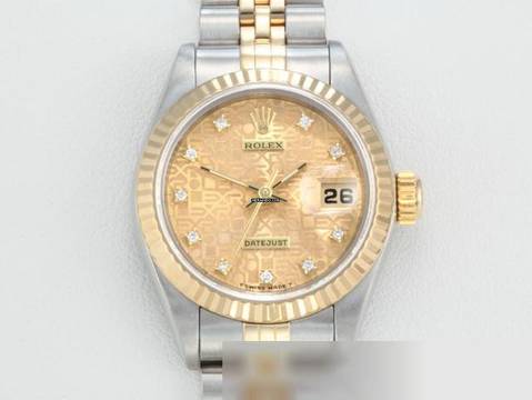 Rolex Lady-Datejust Edelstahl Gelbgold 750 1998 Diamanten Automatik Gold Stahl Damen Stainless Steel 18kt Yellow Gold Jubilé-band Chronometer Oyster