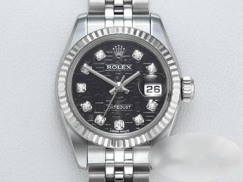 Rolex Lady-Datejust 179174 Edelstahl Weissgold 750 Diamanten Automatik Stainless Steel 18kt White Gold Jubilé-band Chronometer Oyster Black Dial