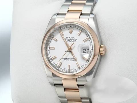 Rolex Datejust 36mm 116201 Stahl Rosegold 750 Automatik Damen Herren Stainless Steel 18kt Rose Gold Oyster-band Chronometer White Dial