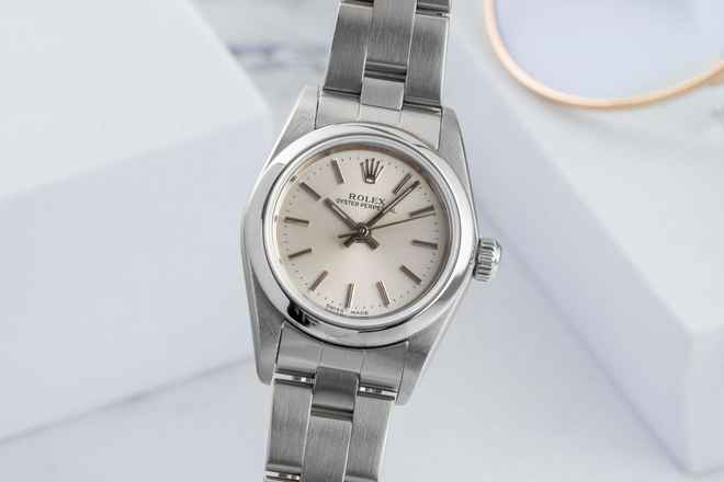  Rolex Oyster Perpetual Silver Dial Edelstahl Automatik Damen Ref. 76080 Y-Serie 