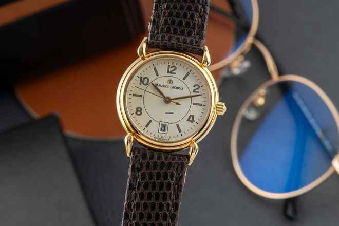  Maurice Lacroix vergoldet Quarz Damenuhr Ref. 89809 Box 