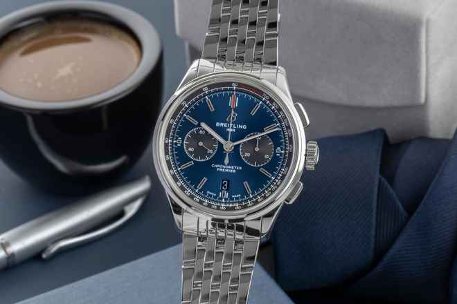 Breitling Premier B01 Kronograf Mavi Otomatik Erkek Saat Ref AB0118A61C1A1 B&P