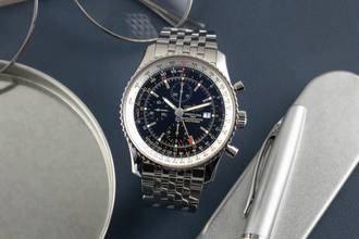 Thumbnail von Breitling Navitimer World GMT Kronograf Paslanmaz Çelik Otomatik Ref. A24322 B&P