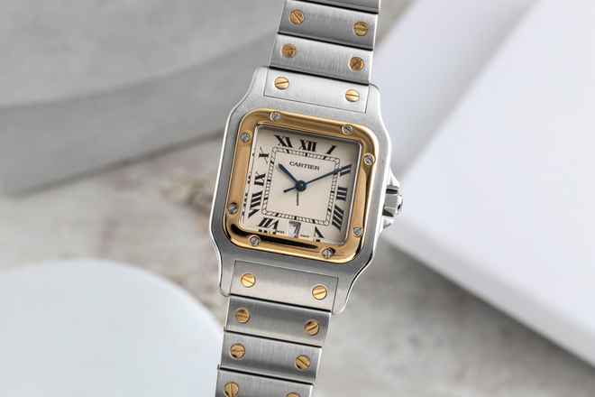 Cartier Santos Galbée Tarih Paslanmaz Çelik / Altın Orta Boy Ref. W20011C4 Klasik
