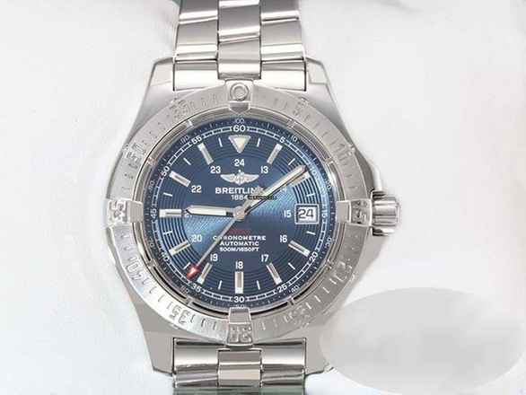  Breitling Colt Automatic 41 Mm Edelstahl A17380 Alter 2006 Stahl Herren Steel Blue Dial 