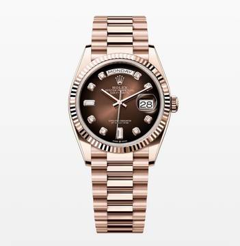 Rolex Day-Date 36 Roségold Brown Chocolate Diamond 128235 - New - Fullset 2020