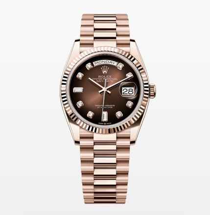  Rolex Day-Date 36 Roségold Brown Chocolate Diamond 128235 - New - Fullset 2020 