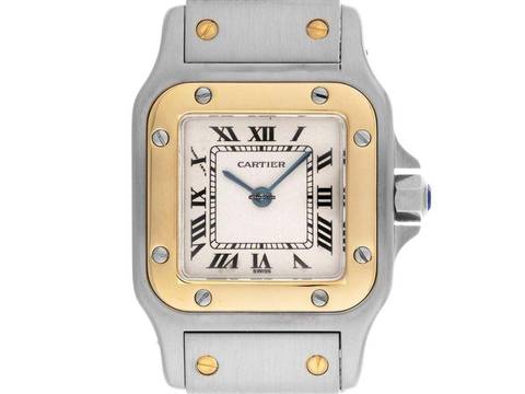 Cartier Santos Galbée Lady PM kleines Modell Ref.0902 1994 Box&Beschreibung sehr gut Vintage Santos Galbee Lady PM kleines Modell