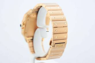 Thumbnail von Cartier Santos Large - White Dial - Rose Gold - Additional Blue Leather Strap - Additional Rose Gold Clasp WGSA0031