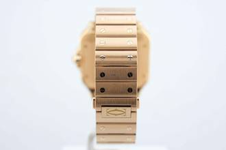 Thumbnail von Cartier Santos Large - White Dial - Rose Gold - Additional Blue Leather Strap - Additional Rose Gold Clasp WGSA0011
