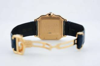 Thumbnail von Cartier Santos Large - White Dial - Rose Gold - Additional Blue Leather Strap - Additional Rose Gold Clasp WGSA0011