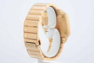 Thumbnail von Cartier Santos Large - White Dial - Rose Gold - Additional Blue Leather Strap - Additional Rose Gold Clasp WGSA0011