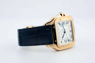 Thumbnail von Cartier Santos Large - White Dial - Rose Gold - Additional Blue Leather Strap - Additional Rose Gold Clasp WGSA0011