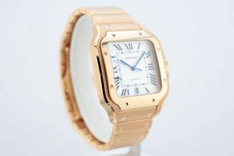 Thumbnail von Cartier Santos Large - White Dial - Rose Gold - Additional Blue Leather Strap - Additional Rose Gold Clasp WGSA0011