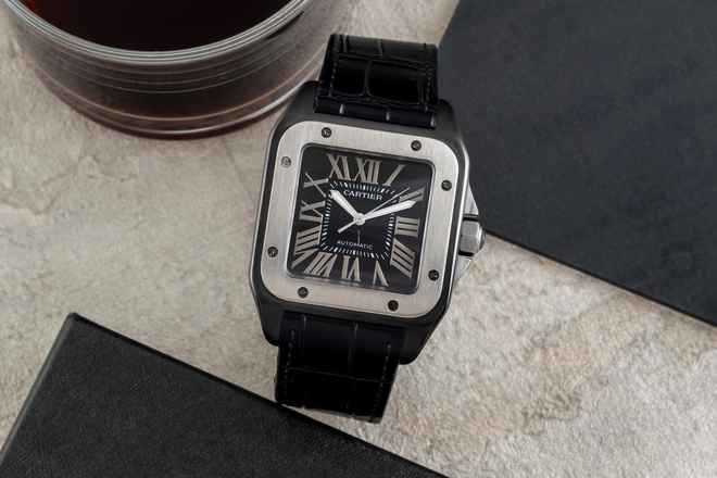  Cartier Santos 100 Edelstahl / Titan Automatik Ref. W2020010 Papiere 