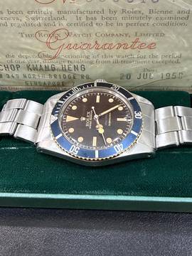 Rolex Submariner (No Date) James Bond Submariner No Crown Guard Full Set Tropical Dial c1959